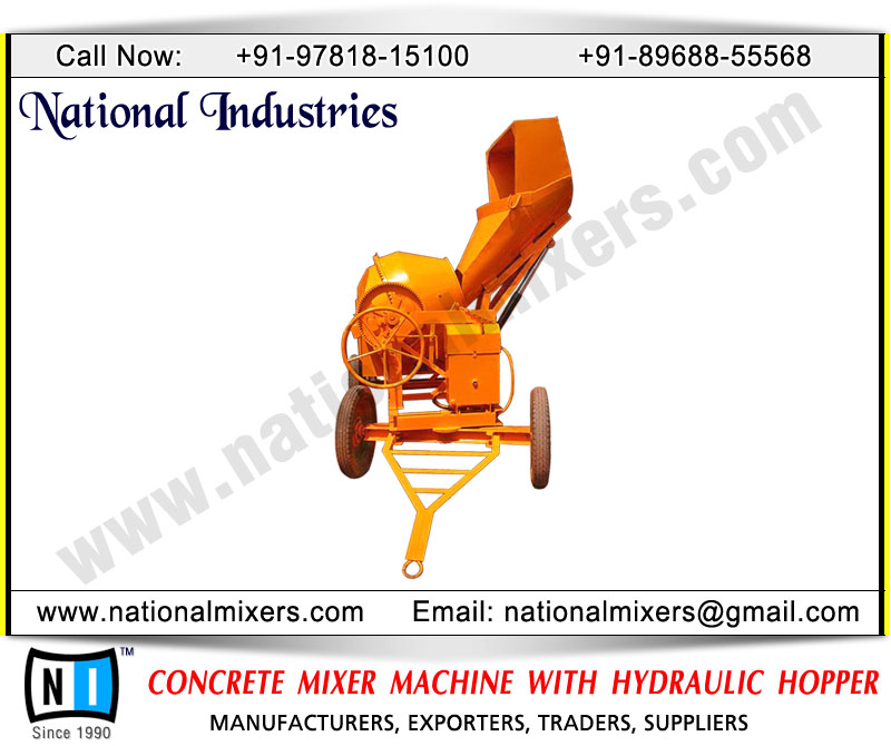 concrete mixer machine with hydraulic hopper