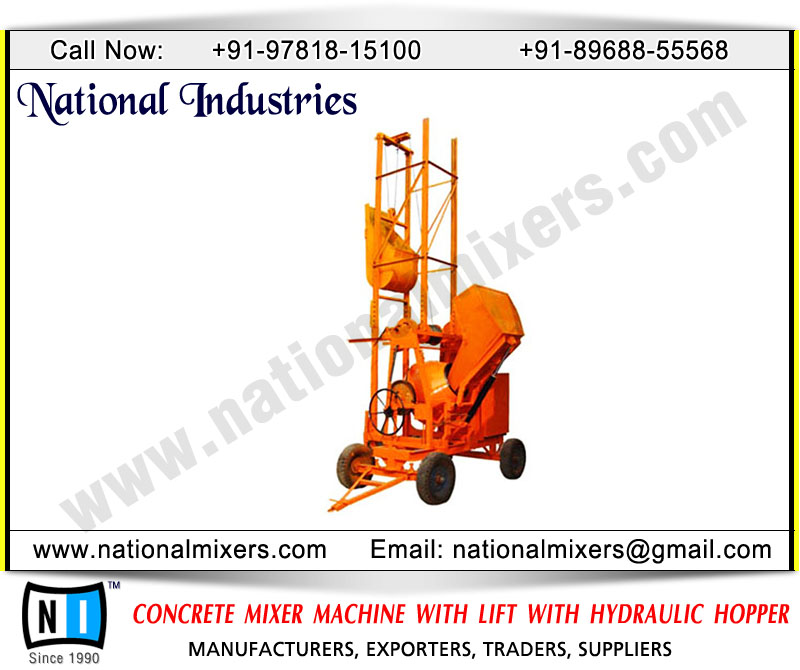 concrete mixer machine with lift with hydraulic hopper 4 pole